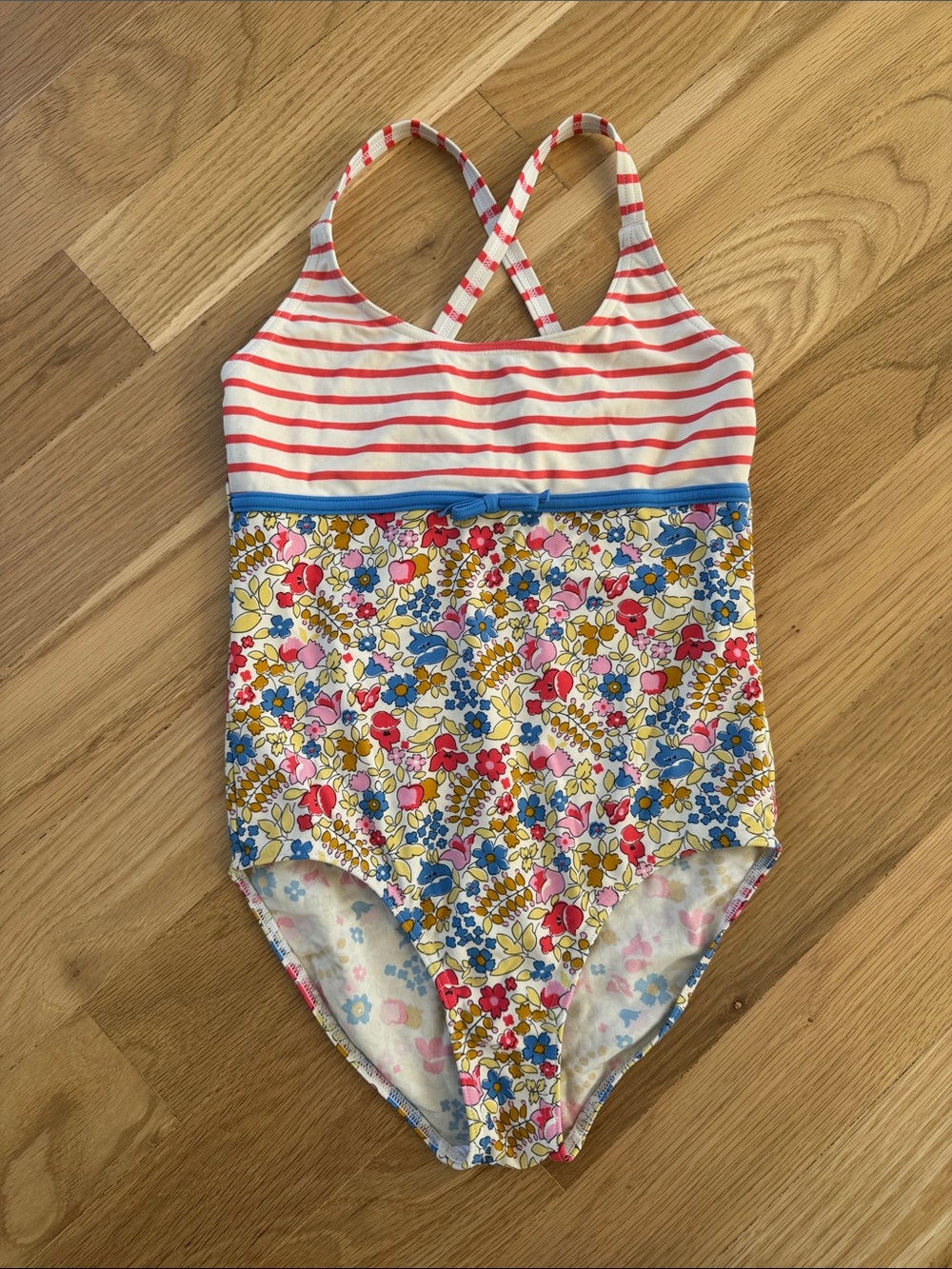 Mini Boden 🌸 Stripe and Floral One-Piece Swimsuit size 11-12